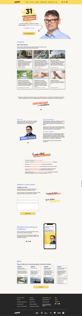 Tvorba prezentačného webu olitika podľa grafického dizajnu.
